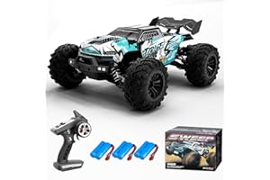 Teeggi 16102Pro 1:16 Coche Teledirigido, 2.4G Motor Sin Escobillas RC Coche de Carreras Offroad Drift de Alta Velocidad,70km/h Coche de Juguete 4WD Buggy, 3 Batterien (Azul)