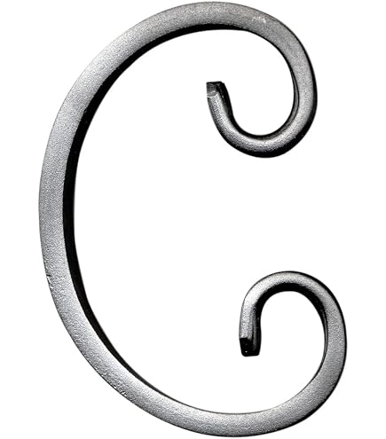 Rosone Riccio In Ferro Battuto M.P. Metalli - H 900 X L 350 Mm, Tondo Pieno Ø10 Mm, Made In Italy