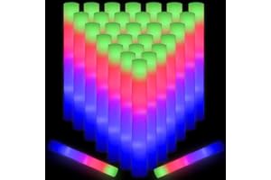 TAOTUO 68pcs LED Foam Glow Sticks Foam Sticks Glow Batons, Giant Glow Foam Sticks Light up Batons LED Foam Glow in the Dark,3 Colors LED Strobe Stick for Party,New Years Eve,Birthdays,Wedding