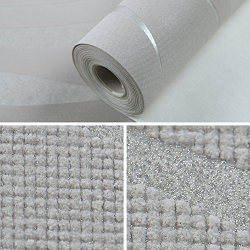 Hochwertig HANMERO®Mustertapete Simpel Modern Vliestapete Relief 0,53m*10m 7 Farben für Schlafzimmer, Wohnzimmer Wallpaper (silber-grau) … - 5