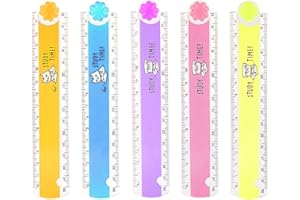 LYITZW 5 Piezas Regla de dibujo para niños, Reglas Flexibles, Reglas Multifuncionales, Regla de Aprendizaje del Estudiante, Regla de Plástico para Estudiantes,Reglas Plegables de Plástico