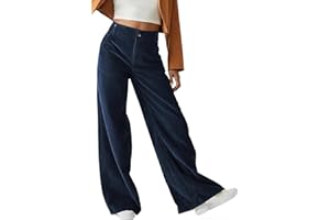 Yutdeng Pantaloni da Donna in Velluto a Gamba Larga Pantaloni a Palazzo Eleganti con Bottone Cerniera Tasche Pantalone Zampa Larghi Casual Caldi Autunno Inverno