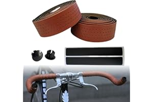 Lyivisk Cinta para Manillar de Bicicleta de Carretera y Gravel - Impermeable Antideslizante y Amortiguada - Acabado Efecto Cuero - Incluye Cinta Adhesiva y Tapones de Manillar (Marrón)