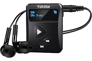 TIN- NIK Radio portátil Tin-Nik DAB-398WS-B Dab/Dab+/FM, Mini Radio de Bolsillo Digital con RDS FM, batería Recargable, Auriculares. Selección de tamaño de Fuente Grande y pequeño.