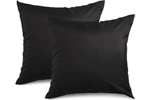 ‎TOCOMOA TOCOMOA 2er Set Kissenbezug 40x40 Schwarz - 100% Baumwolle Kissenbezüge 40x40 cm, Kopfkissenbezug mit Reißverschluss, Superweicher und Atmungsaktiv Kissenhülle