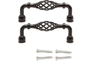 Fuxxer® 2x Antique Furniture Handles Drawer Handles Dresser Vintage 100mm Set of 2 Black