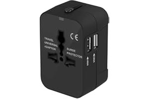 AMONER Surwell - Adaptador de viaje universal Negro