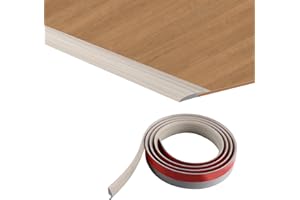 TECDW 2M Tira Autoadhesiva para Bordes de Alfombra, PVC Perfil de Transición para Suelo, Transición de Piso, Tira de Umbral de Transición para Transiciones de Altura Inferior a 5 mm (Gris)