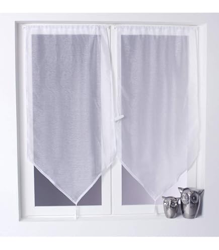 Voilages à Passants Galactee Blanc - 2x60x90 Cm - Voile Sablé Brodé Pour Déco Douce