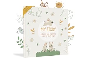 HUBORNS – Libro de recuerdos del bebé desde el nacimiento hasta los 5 años, álbum de fotos y diario para anotar momentos especiales, regalo ideal para padres primerizos y baby shower (Inglés)
