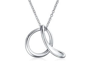 Bling Jewelry Personalize ABC Script Letter Alphabet Pendant Initial Necklace For Teen Women Gold Plated .925 Sterling Silver