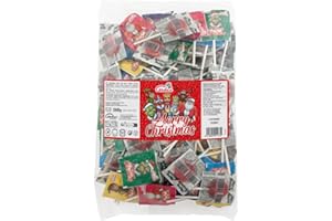 Caramelos Cerdán - Piruletas Feliz Navidad Christmas Pop | Bolsa 100 Uds | Nuevo Diseño Sabor cereza | Caramelo Duro con Palo Sin Gluten ni Alérgenos | Ideal para Fiestas Eventos y Cumpleaños