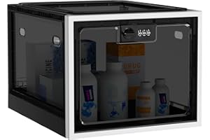 EYSCOTA Lockable Box, Lockable Medicine Storage Box, Large Lock box for Medicine, Food and Home Safety Black