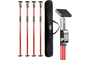 3-H Puntello Telescopico Regolabile 4 Pezzi, 110-203cm Sostegno Soffitto Carico 45KG, Asta Telescopica Regolabile Acciaio Robusto per Costruzione, Opere(Rosso)