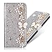 Produktbild Slim Retro Bookstyle für Samsung A50,Bling Glitter Glitzer Diamond Lips Musterg Ledertasche Stand Funktion Karteneinschub Magnetverschluss Flip Wallet Hülle Schutzhülle