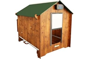 CUCCIOLOTTA Hühnerstall für 6 Hühnerhöhlen Polly Classic L aus Laminat Hpl Anti-Milben Rot mit abnehmbarer Schublade 2 Sitzstangen 2 Nester + automatische Tür Chicken Guard Premium