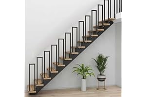 DELONGKE Treppengeländer Innen, U Förmiger Handlauf Geländer Treppe,Handlaufhalter, Stiegengeländer Nordic Modern Handlauf für Villen Balkone Flure Wohnungen (Vertikal-Schwarz, 75CM)