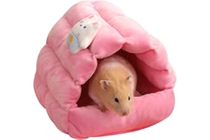 CUTITIUU Cama Para Conejillos De Indias,Cama Para Hámster De Invierno,Sofá De Algodón Para Nido,Accesorios De Jaula De Nido,Mantente Caliente,Para Conejos Jóvenes,Cobayas,Hámsters Y Chinchillas (Rosa)