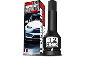 KIRXST 1/2" Impact Hex Bit Socket, H12 (12mm) Allen Key Socket, Premium CR-MO Steel, for Torque Wrench, Ratchet Wrench, Impact Power Drills