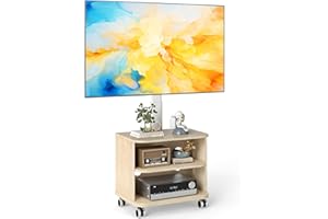 5Rcom Biały stojak pod telewizor 81.3-165.1 cm LED LCD OLED, płaskie, zakrzywione, szafka pod telewizor z regulacją wysokości z uchwytem do 35 kg, mobilny stojak na telewizor z drewnianymi półkami