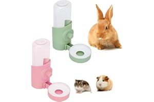CHENKEE Botella de Agua para Mascotas, 2 Piezas Fuente Automática para Beber Mascotas Bebedero Conejos Colgante para Conejos, Chinchillas, Erizos y Ardillas (Verde, Rosa, 20 x 18 x 8,6cm)