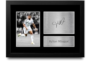HWC Trading Kylian Mbappe Real Madrid Geschenke Gedrucktes Signiertes Autogramm Foto für Fußball Anhänger and Fans - A4 Gerahmt