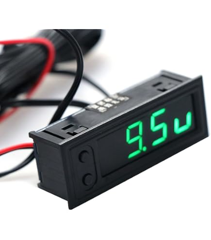 Mulcort Termometro per auto Orologio digitale DC 12V Orologio per auto LED Tester di voltmetro per voltmetro a doppio indicatore automatico di temperatura, Blue Mulcort Termometro per auto Orologio digitale DC 12V Orologio per auto LED Tester di voltmetro per voltmetro a doppio indicatore automatico di temperatura, Blue