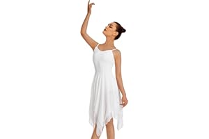 Mulnall Donne Moderno Abito Lirico Camisole Dance Costume Balletto Asimmetrico High-Low Mesh Gonnato Senza Maniche Leotard Ginnastica Body da Danza Vestito da Balletto Classica Leotard