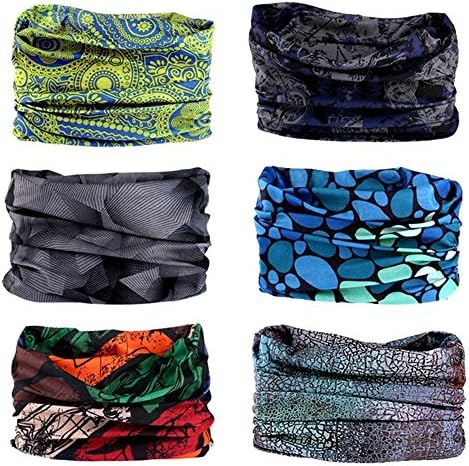 6PCS Multifunctional 12 in 1 Seamless Magic Scarf Headwear Headbands Bandana Tube UV Insect Shield Unisex (2#)