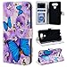 Produktbild SMART LEGEND Lederhülle für LG G6 Ledertasche Hülle 3D Relief Bunt Muster Schutzhülle Premium PU Leder Flip Wallet Case Protective Cover Innere Weiche Silikon Bookcase Handy Tasche Schale mit Kartenfächer Magnetverschluß Standfunktion Etui -- Schmetterling und Blume