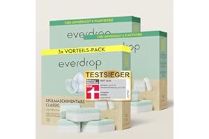 ‎EVERDROP everdrop Spülmaschinen-Tabs (90 Stück) - Spültabs für eine nachhaltigere Reinigung ohne Plastikfolie - Testsieger bei Stiftung Warentest (02/2024)