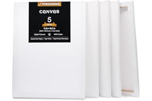 PENCILMARCH 30 * 40cm Canvas for Painting 5pcs, Blank Canvas Panels for Art, 100% Cotton Artist Canvases Professional for Acrylic Oil Painting - Acid Free/Triple Primed/Medium Grain