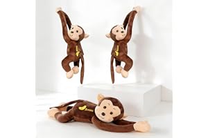 LHTWLF Adorable Monkey Plush Stuffed Animal，Long Arm Hanging Monkey Stuffed Animals,Suitable for Car Exterior Decoration Dolls and Home Decoration Pendants， Brown 18 Inches (Brown)
