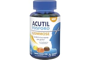 Acutil Fosforo Gommose, Integratore Alimentare con Vitamine B2, B6, B9, Fosfoserina e Zinco, Contribuisce ad Affrontare Lezioni e Impegni con la Giusta Carica Quotidiana, 50 Caramelle Gommose