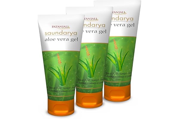 Patanjali Saundarya Aloe Vera Gel, for kin Hydration and Nourishment with Natural Aloe Vera Extract 150ml (Pack of 3)
