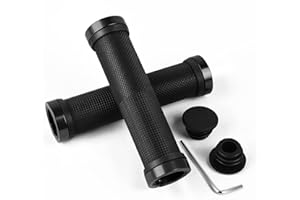URAQT Bike Handlebar Grips, Soft Anti-slip Rubber Bicycle Handle Grip, Standard Bike Grips MTB Grips with Double Lock for Scooter Urban Bike Tricycle Wheel Chair MTB BMX Foldable Bicycle