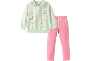 TCWWBB Girls Clothes Set Kids Outfits Toddler Cute Unicorn Bunny Dancing Print Cotton jumper long Sleeve Shirt Dresses Tops Leggings Trousers Pants 2 Piece Clothing Set Age 1-7 Years Old