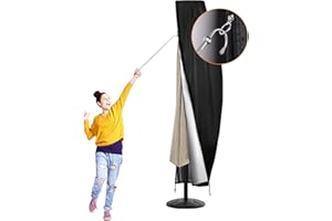 DOCEPERT Patio Umbrella Cover Fits 11ft to 13ft Outdoor Umbrellas,420D Outdoor Cantilevered Offset Umbrella Cover with Sturdy Waterproof Zipper and Top