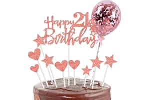HONGCI Personalised Happy Birthday Rose Gold Cake Toppers for Her, Girl, Women, 11p Glitter Cupcake Decorations
