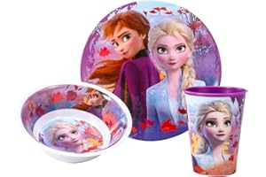 DISNEY FROZEN Frozen - Set da colazione in melamina senza Orla 3 pezzi, 2 tazze, da applicare