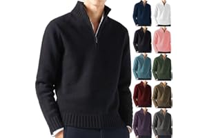 BAWUTZ Jersey de Punto Con Cremallera y Cuello Alto para Hombre, Básico Liso de Invierno, Corte Entallado