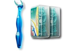 T.Smile Evolutionary Clean Dental Flossers, Kit of Refills Plus Mid-Length Handle (1 Handle + 100 Refills)