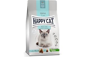 Happy Cat 70596– Care mage och tarm – torrfoder för katt med anka för känsliga katter och kattunge – 1,3 kg innehåll