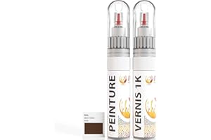 ipixline Kit Retouche Peinture Carrosserie Voiture - Stylo Correcteur Peinture 30 ml, Vernis Brillant 1k 30 ml - Compatible avec Ral - Brun Terre 8028