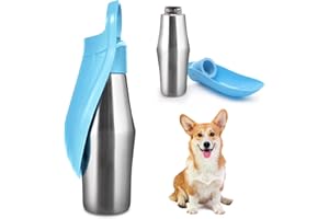 BORDEAG Botella de agua plegable para perros, 750 ml, acero inoxidable, portátil, azul, A