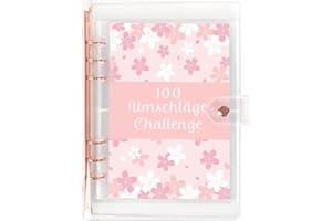 POHOVE 100 Envelope Saving Challenge,Budget Planner Deutsch,A5 Haushaltsplaner Mit Umschlägen,Sparchallenge Budgetplaner Für Geld Challenge, Sparbuch Für Budget Binde r,Ringbuch A5 Rosa(Rosa,Size:9*6.7inch)