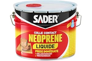 BOSTIK Sader Colle Contact Néoprène Liquide – Colle Extra Forte Tous Matériaux – Prise Immédiate – Idéale pour Surfaces Horizontales – Applicable au Pinceau – Seau 2.5L