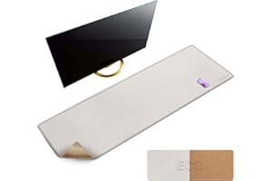 MAIDERN Podkładka na biurko z korka i skóry, 140 x 40 cm duża, mata na biurko, podkładka pod mysz na pełne biurko, dwustronna podkładka na biurko, do gier, domu, biura (biała)