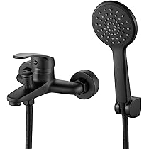 Namuoto Douche-armatuur Zwart met Doucheset, Mengkraan Douche Wandmontage met Doucheset, Eéngreepsmengkraan Doucheset | 635mm Douchegang | Douchekop met 1.5m Slang