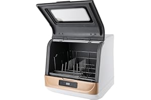 FUROMG Mini Lavavajillas 800W, Lavavajillas de mesa con 5 programas y boquilla giratoria de 360°, control táctil, Lavavajillas de mesa con 2 modos de lavado y pantalla LED, Perfectamente Simple para Casas